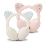 ESYFOR Cache-Oreilles Enfant, 2 Pièces Cache Oreille Fille Peluche Mignon Chauffe Oreilles Ajustables Paillettes Coupe-vent Chauffe-Oreilles pour Hiver Activités de Plein Air