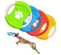 ESYFOR Frisbee pour Cani, 4 Pièces Frisbees pour Chien Coton Naturel de Couleur Vive Jouet Chien Frisbee pour Terre et l'eau,l'entraînement des Chiens,Lancer,Attraper et Jouer