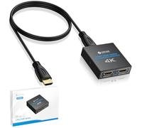 eSynic 1 x 2 Splitter HDMI 4K Répartiteur HDMI 1 Entrée 2 Sorties Support 4K@30Hz 1080P 3D Aluminum HDCP 1,4 Plug and Play avec Câble USB pour PC PS3 PS4 lecteurs Blu-Ray TVHD