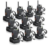 eSynic 10pcs Talkies-Walkies Longue Distance avec Écouteurs Talkie Walkie Professionnel 16 Canaux 1500 mAh avec Chargeur USB Compatible VOX pour la Survie en Pleine Nature Cyclisme