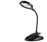 eSynic 2 en 1 Lampe Loupe LED,Loupe de Table Grossissement,Lampe Loupe avec Pince,3 Mode de Luminosité,Chargement USB,Lampe de Table à Base et à Clip/Mains Libres