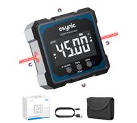 eSynic 4 * 90° Inclinomètre Numérique Rechargeable avec Laser Écran LCD Rétroéclairage Étanche IP54 2 Unités de Mesure pour Menuiserie Bâtiment Automobile (avec Laser Rouge)