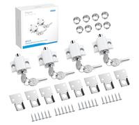 eSynic 4PCS Verrou Baie Vitrée Coulissante Verrou de Porte Coulissant avec Clés Vis Verrous de Fenêtre Porte pour Famille Bébé Animal Domestique pour Portes Fenêtres à Charnière ou Coulissante - Blanc