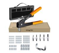 eSynic 86pcs Pince à Insert Fileté avec Mandrins Interchangeables M3 M4 M5 M6 M8 Écrous 80pcs Pince Écrou à Riveter avec offret Outil Riveteuse Écrou pour Auto Meuble Remorque Bateau-Orange
