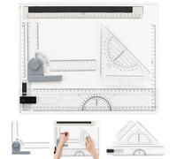 eSynic A4 Planche à Dessin Drawing Board Metric Mouvement Parallèle | Rapporteur Intégré, Règle en T en L, Règle Coulissante, Guide-Papier, Angle Réglable, Pied de Support Antidérapant