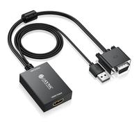 eSynic Adaptateur VGA vers HDMI avec Audio Support 1080P Convertisseur VGA à HDMI avec Câble VGA 30cm Câble USB 1M Connecteur Plaqué Or Adaptateur Analogique-numérique pour Projecteurs PC HDTV