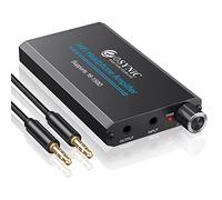 eSynic Amplificateur de Casque Audio Numérique HiFi 16-150Ω Interface 3,5mm | Commutateur de Gain en Deux Étapes, Câble Audio 3,5 mm de 1m, Batterie Rechargeable, Pour MP3 MP4 Téléphones Ordinateurs