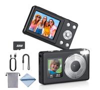eSynic Appareil Photo Numérique 4K 48MP Double Écran LCD Carte Mémoire 32Go | Camera Digital Compact, Zoom 18X Numérique, Éclairage d'Appoint LED, Mise au Point Automatique, Transfert vers l’Ordinateur