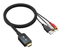 eSynic Câble Convertisseur Audio eARC/ARC vers RCA 192kHz PCM Uniquement | Sortie RCA Stéréo L/R, Commande CEC, Pas de Dolby/DTS, Câble RCA de 1,5m, Câble USB de 1m, TV vers Haut-parleur Amplificateur