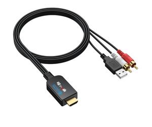 eSynic Câble Convertisseur Audio eARC/ARC vers RCA 192kHz PCM Uniquement | Sortie RCA Stéréo L/R, Commande CEC, Pas de Dolby/DTS, Câble RCA de 1,5m, Câble USB de 1m, TV vers Haut-parleur Amplificateur