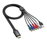 eSynic Câble Convertisseur YPbPr vers HDMI 1080P Composante vers HDMI | Entrée YPbPr Femelle, Câble HDMI Mâle Intégré, Alimentation USB, Pour PS2, Xbox360, Wii, Old DVD, Non Compatible RGB