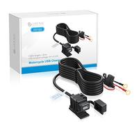 eSynic Chargeur de Téléphone Étanche pour Moto - USB 2.1A 12V/24V - Kit de Charge à Double Port avec Câble pour Moto, Tablette et Téléphone Portable