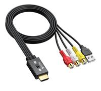 eSynic Convertisseur AV vers HDMI Adaptateur RCA vers HDMI Conversion 16:9/4:3 Adaptateur Audio Vidéo CVBS avec Câble RCA Compatible PAL/NTSC pour Wii PS1 PS2 N64 Xbox DVD VHS VCR