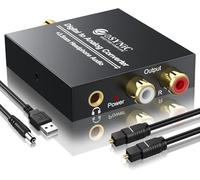 eSynic Convertisseur DAC 192 kHz Audio Numérique vers Analogique SPDIF RCA | Entrée Optique et Coaxiale, Sortie RCA et Jack 3,5 mm, Audio Stéréo PCM, Plug and Play, PS3 PS4 Lecteurs Blu-ray HD-DVD