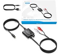 eSynic Convertisseur DAC 192kHz 7ft/2.1m SPDIF vers RCA Optique vers RCA, Convertisseur audio numérique vers analogique Adaptateur audio Toslink optique vers RCA，Volume Control