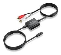 eSynic Convertisseur DAC 192KHz Convertisseur Audio Numérique vers Analogique Rca Toslink vers Analogique RCA L/R Audio avec câble de 2,1 m pour PS3 360 HDTV Blu-RAY DVD Sky HD TV Box