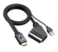 eSynic Convertisseur SCART vers HDMI 1080P avec Câble 1,5m pour TV Moniteur Supporte 3D Commutation 4:3/16:9 Compatible avec Wii PS1 PS2 N64 Xbox DVD Players VCR