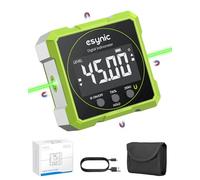 eSynic Inclinomètre Numérique 4×90° avec Laser Vert 4 Faces Magnétiques | Écran LCD VA, Réversible Réinitialisable, Conservation des Données, Étanche IP54, Résolution 0,05°, Menuiserie et Bâtiment