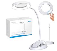 eSynic Lampe Loupe 5X10X avec Pince et Socle 40 Lampes LED 5 Couleurs 10 Luminosité Réglables Col de Cygne Réglable Lampe Loupe sur Pied avec Fonction Mémoire Port USB pour Lecture Couture Artisanat