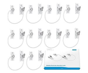 eSynic Lot de 10 entrebâilleurs de fenêtre pour fenêtre UPVC avec vis et clés pour limiter la distance d'ouverture et la ventilation, parfaits pour une utilisation domestique publique et commerciale,