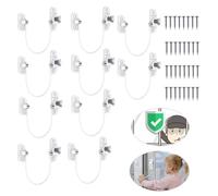 eSynic Lot de 10 verrous de fenêtre de sécurité pour enfants durables et solides avec fil de 185 mm de long, verrous de sécurité antivol en PVC pour la maison, le bureau, l'usine, la ferme, etc