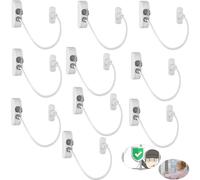 eSynic Lot de 10 verrous de limiteur de fenêtre pour bébé et Enfant avec clés de sécurité UPVC PVC pour Enfants - Loquet de sécurité en Fil de Fer - Parfait pour Les Applications publiques Domestique