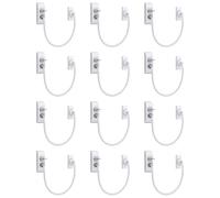 eSynic Lot de 12 entrebâilleurs de fenêtre pour serrures de fenêtre durables en PVC - Sécurité enfant fiable - 19 cm de long - Avec vis pour la sécurité de la maison, du bureau, etc