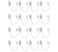 eSynic Lot de 16 entrebâilleurs d'ouverture de fenêtre et verrous de fenêtre pour enfants - Entrebâilleurs de fenêtre pour fenêtres UPVC/PVC avec câble de 19 cm | Entrebâilleur de fenêtre pour chat et