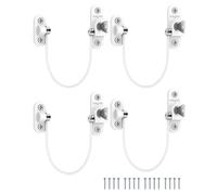 eSynic Lot de 4 entrebâilleurs de sécurité de fenêtre limitant la distance d'ouverture et de ventilation de fenêtre avec clés auto-vis pour fenêtre en PVC, bois ou aluminium - Blanc