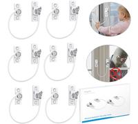 eSynic Lot de 6 verrous de fenêtre durables de 185 mm de long pour entrebâilleurs de fenêtre en UPVC avec clés fiables pour la sécurité de la maison, du bureau, etc