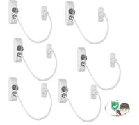 eSynic Lot de 6 verrous de fenêtre durables pour fenêtre en PVC - Sécurité enfant - Entrebâilleur de sécurité fiable - 19 cm de long - Avec vis pour la sécurité de la maison, du bureau, etc