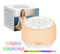 eSynic Machine à Bruit Blanc avec 38 Sons Apaisants Sons de Méditation Bols Tibétains Machine à Sons pour Dormir 16 Niveaux de Volume 7 Couleurs Réglables Luminosité Réglable pour Adultes Bébés-Blanc