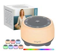eSynic Machine à Bruit Blanc pour Bébés et Adultes 38 Sons Apaisants Sons de Méditation 16 Niveaux de Volume 7 Couleurs Réglables avec Fonctions Mémoire et Minuterie Rechargeable Enceinte sans Fil