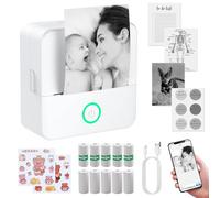 eSynic Mini Imprimante Portable Compatible avec Android et iOS Imprimante Thermique sans Encre ni Toner Connexion Bluetooth Impression en Noir et Blanc avec Deux Types de Papier