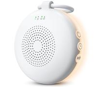 eSynic Mini Machine à Bruit Blanc Bebe avec 12 Sons Apaisants 6 Luminosité Réglable 16 Niveaux de Volume Veilleuse Bébé Bruit Blanc Fonction de Minuterie USB Rechargeable Pratique pour Sortir Voyager