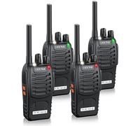 eSynic Talkie Walkie PT88E PMR446 4PCS sans Licence 16 Canaux, avec 4 Oreillettes Originales，Rechargeable avec Chargeur USB, Lampe de Poche LED