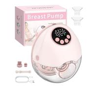 eSynic Tire-lait Électrique Main Libre Portable Diffusion Vocale Détection de Niveau de Lait Anti-éclaboussures 4 Modes 12 Niveaux avec Écran LED Bride 24/21/19mm Pompe Électrique à Lait sans fil-Rose