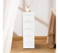 Esyogen Chariot de salle de bain à roulettes moderne multifonction avec 5 tiroirs rangement plastique - Chariot de cuisine pour salon, chambre à coucher, etc. - Matériau PP - Blanc - 25 x 34 x 82 cm