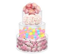 Esyogen Présentoir à gâteau rond en acrylique - Pour mariage, anniversaire, fête - 3 pièces de 15/20/25 x 10 cm - Avec 3 bandes lumineuses LED