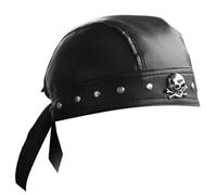 ESYTCH Bandana en Cuir pour Motard Doo Do Rag clouté Tête de Mort Capsmith du Rag Noir