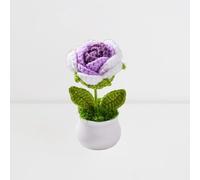 Esyzsss Bouquet de fleurs au crochet, fleurs tricotées, fleurs crochetées, jolies fleurs faites à la main, petites plantes en pot de roses dégradées, utilisées pour la maison, le bureau, les