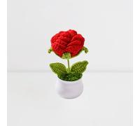 Esyzsss Bouquet de fleurs au crochet, fleurs tricotées, fleurs crochetées, jolies fleurs faites à la main, petites plantes en pot de roses dégradées, utilisées pour la maison, le bureau, les