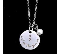 et ainsi elle va sur collier point-virgule en acier inoxydable imiter perle point-virgule collier d'inspiration pour femmes filles cadeaux