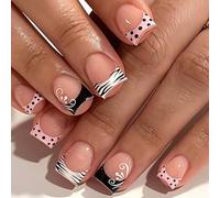 Et des ongles artificiels élégants avec des illustrations géométriques à points incurvés dans des teintes délicates de rose et de brun Art géométrique Unguis