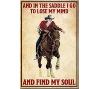 Et en selle, je perds la tête, je trouve mon âme. Affiche décorative murale avec animaux, cadeau pour les amoureux des chevaux, cavaliers, cowboys, décoration de ferme, toile tendue sur châssis