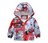 et fille printemps et hiver décontracté vent impression légère veste à capuche veste broche pour robe, rouge, 4-5 ans