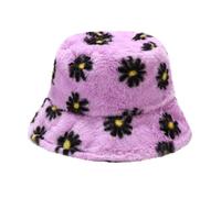 et hiver imprimé chapeau seau peluche loisirs voyage chaud imitation bob chapeau de pêcheur homme 62 cm, lilas, taille unique
