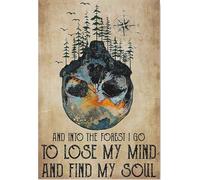 Et je m'enfonce dans la forêt pour perdre la raison, retrouver mon âme. Affiche - Idée cadeau pour les amateurs de camping, de randonnée et de nature. Décoration intérieure, décoration de pendaison