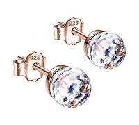 et ventes flash du jour Boucles d’oreilles en argent Sterling 925 pour dames, hypoallergéniques colorés cristaux étincelants de 6mm épingles d’oreille en diamant