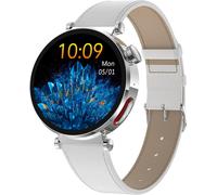 ET490 smartwatch, montre sport, écran HD 1,27 pouces, fitness tracker, plusieurs modes sportifs, bracelet en cuir, blanc
